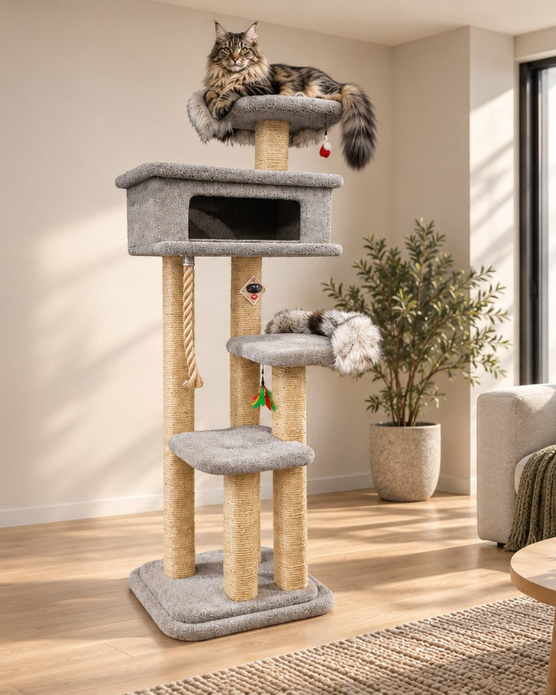 KatAttack New Yorker 2.1 metre cat tower in a contemporary home