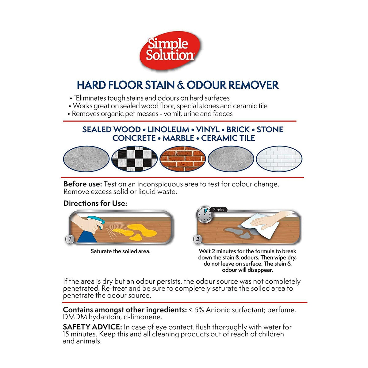 Simple Solution Hardfloor Stain &amp; Odour Remover 750ml - ComfyPet Products